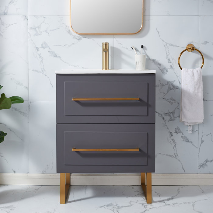 Mercer41 Marylee 24'' Dark Grey Modern Freestanding 2drawer Single